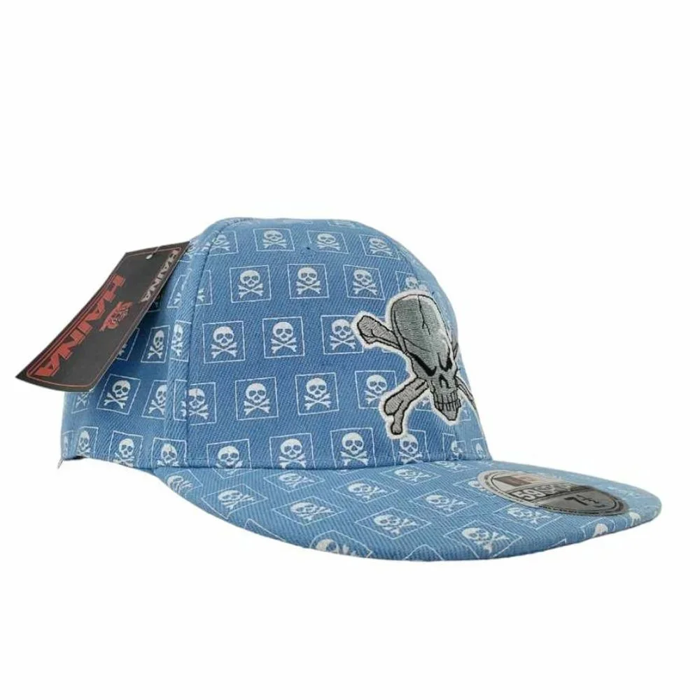 Haina Skull Hat 7 1/2 New With Tags - Blue - Picture 6 of 7
